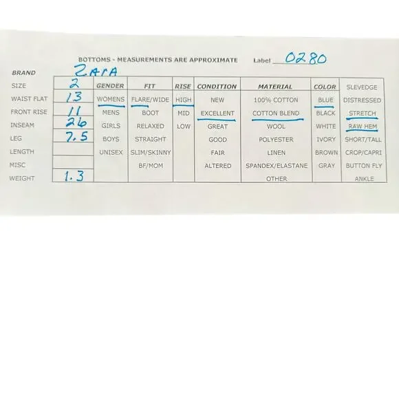 Zara High Waist Flared Leg Jeans Medium Wash Blue Raw Hem Womens Size 2 - Picture 10 of 10